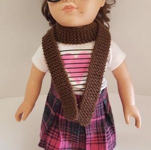 Handmade skinny knitted 18 in doll scarf